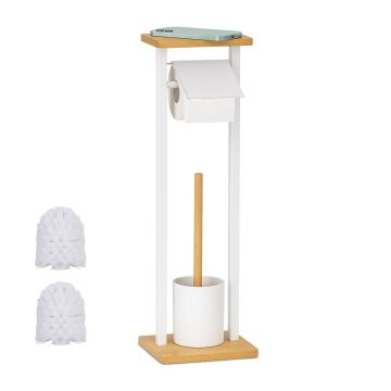 Tualetes birstes statīvs Relaxdays, 3 birstes galvas, 73,5 × 20 × 20 cm