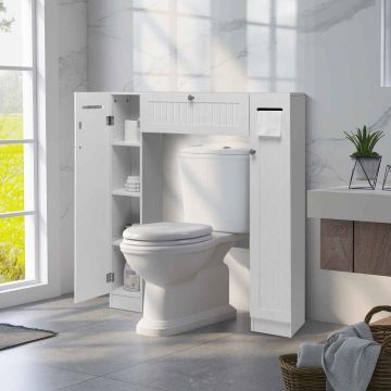 Toilet cabinet, With paper holder, White, 87 × 98 × 18 cm