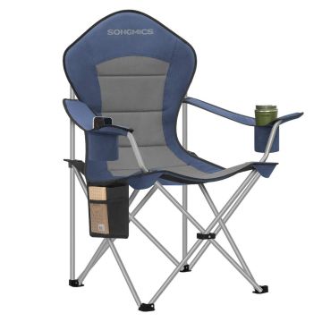 SONGMICS GCB005QE01 Camping Chair, Foldable, Blue/Grey, 61 × 93 × 108 cm