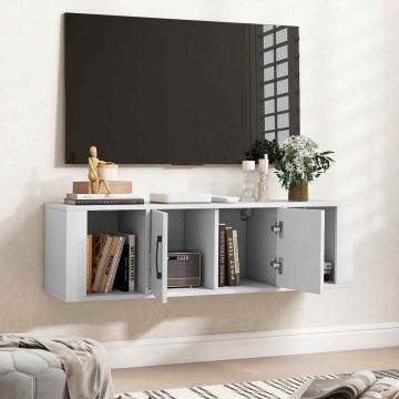 TV cabinet, 2 doors, 2 open compartments, White, 108 × 30.5 × 33 cm