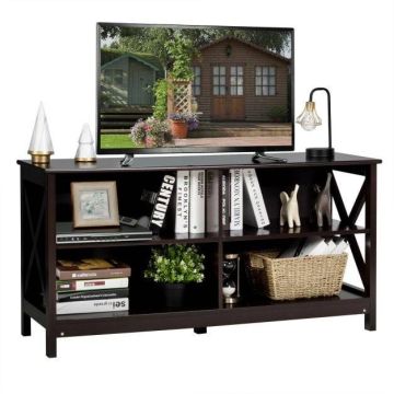TV stand, with 4 open shelves, Brown, 120 × 60 × 40 cm