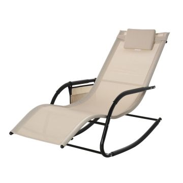 Outsunny sauļošanās krēsls 150x62x88cm, bēšs/melns