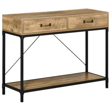 Konsoles galdiņš ar atvilktnēm Homcom 100x35x76,5cm, gaiši brūnā/melnā krāsā