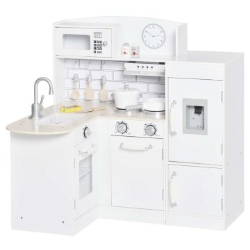 Bērnu virtuve Homcom 86x64x84,5cm, baltā krāsā