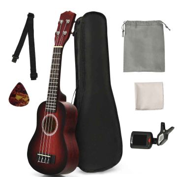 Ukulele, with case and tuner, 17.5 × 6 × 53 cm
