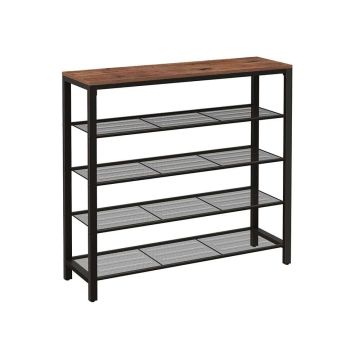 Полка для обуви 100 x 30 x 92,5 см., коричнево-черная