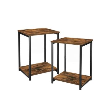 Sānu galdiņu komplekts, 2 daļas, brūns/melns