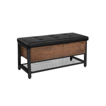 Мягкая скамейка для обуви с местом для хранения 100 x 40 x 47 см, коричнево-черная