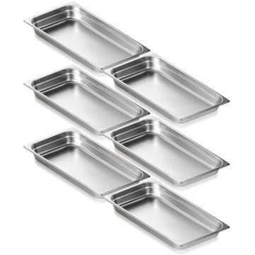 6 daļu nerūsējošā tērauda pannu komplekts, 2,5 collas dziļš, 0,8 mm biezs