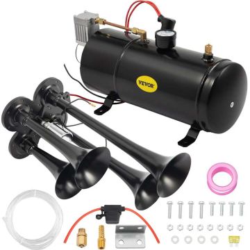Комплект из 4 пневматических звуковых сигналов, 12 В, 150 PSI, емкость бака 3 л.