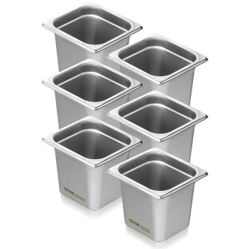 6 viesnīcu nerūsējošā tērauda komerciālā cepšanas panna, 6 collas, 0,8 mm