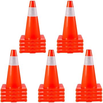 18 collu oranži satiksmes konusi ar PVC pamatni, 20 gab.