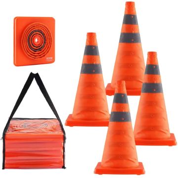 Salokāmi 45 cm satiksmes konusi ar atstarojošām apmalēm, 4 gab.