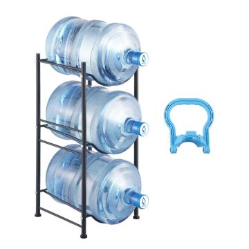 3 līmeņu ūdens krūzes turētājs, 3 pudelēm, melns