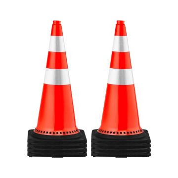 Oranži PVC satiksmes konusi, 8x30 collas, ar melnu pamatni