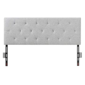 Pilna izmēra gultas galvgalis, regulējams augstumā, romba formas stepēts, gaiši pelēks, 56x90–120 cm