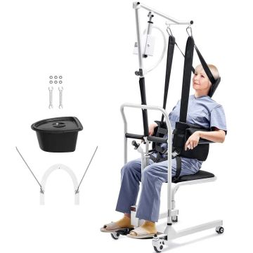 Elektriskais pacientu pārvietošanas krēsls ar regulējamu augstumu un jostu, 100 kg