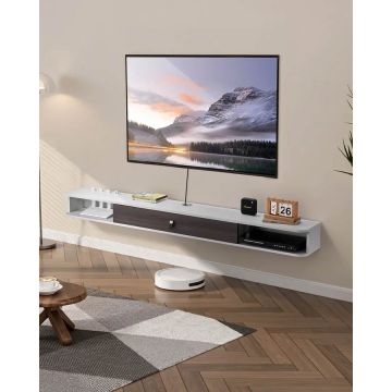 Peldošs sienas TV statīvs, 70 collas, balts, skaidu plāksne