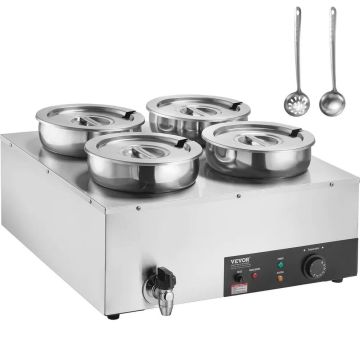 Elektriskais zupas sildītājs, 4 x 7,4 l nerūsējošā tērauda katli, 1500 W, regulējama temperatūra