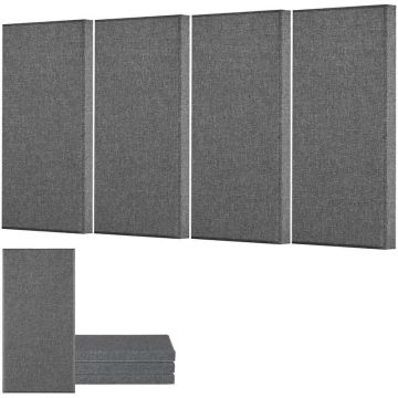 4 gab. pelēki 2 collu biezi akustiskie paneļi, 23,6 x 11,8 collas, pašlīmējoši, skaņu absorbējoši