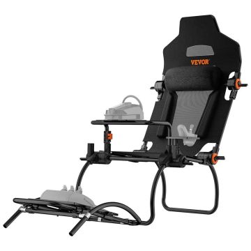 Salokāms tērauda sacīkšu stūres statīvs ar Logitech un Thrustmaster pedāļiem