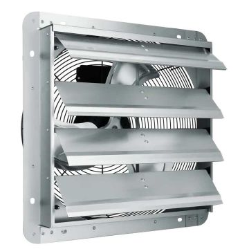 Slēģa tipa izplūdes alumīnija ventilators, 406 mm, 1400 apgr./min, 2000 CFM, sienas stiprinājums, ventilācijai