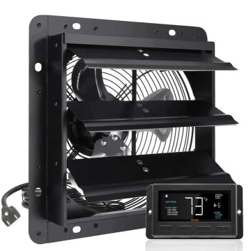 Nosūces ventilators, 254 mm, temperatūras un mitruma regulators, EC motors, 843 CFM, mainīgs ātrums, sienas stiprinājums, siltumnīcām un garāžām