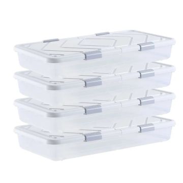 Gultas uzglabāšanas kastes ar riteņiem, pelēkas, 805x396x175 mm, 4 gab.