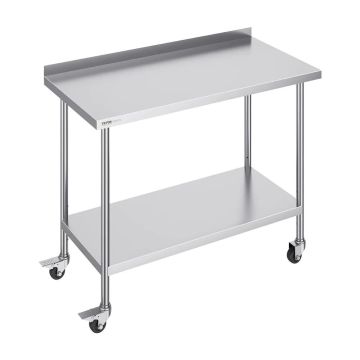 Nerūsējošā tērauda regulējams darba galds ar ritentiņiem, 24x48x40 collas