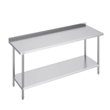 Nerūsējošā tērauda komerciālais darba galds 24x72x36 collas, regulējams augstums