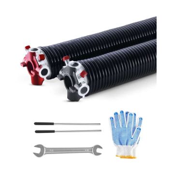 Garāžas durvju vērpes atsperes, pāris, 0,234x2x28 collas, melnas, 16000 cikli