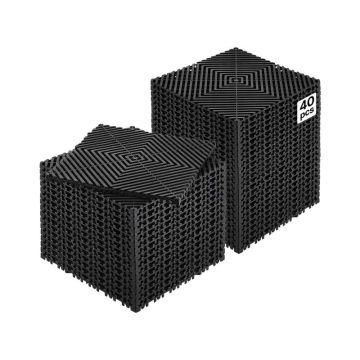 Savā starpā savienojams melns PP drenāžas paklājiņš, 12x12 collas, 40 gab.