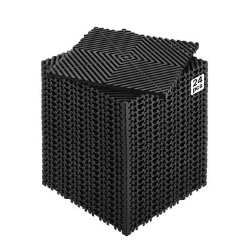 Savā starpā savienojams drenāžas paklājiņš, 12x12 collas, melns PP, 24 gab.
