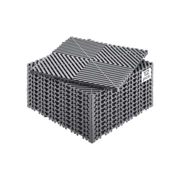 Savā starpā savienojams pelēks PP drenāžas paklājiņš, 12x12 collas, 12 gab.