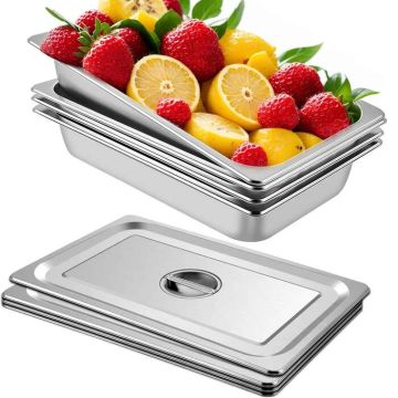 4 nerūsējošā tērauda tvaicēšanas pannas, 13 l, 20,9 x 12,8 x 3,9 collas