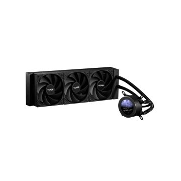 AIO šķidruma CPU dzesētājs ar 3 x 120 mm PWN ventilatoriem un 2,1 collu LCD displeju, melns, saderīgs ar Intel/AMD