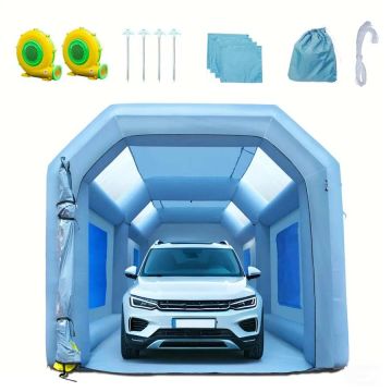 Надувная покрасочная камера для автомобилей размером 610x305x244 см с фильтром и воздуходувками.