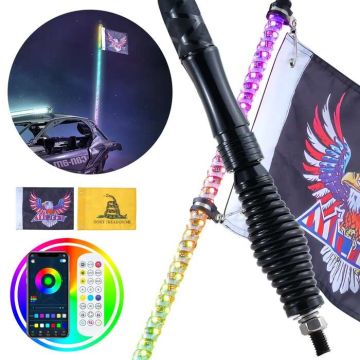90 cm LED RGB gaisma ar atsperes pamatni un tālvadības pulti, ūdensizturīga, 360°, UTV, ATV, motocikliem