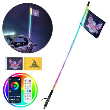 RGB 360° spirālveida gaisma, 1,2 m, RF tālvadības pults, ūdensizturīga, UTV/ATV