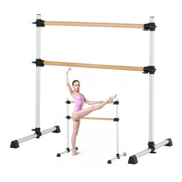 Divkāršs dižskābarža koka baleta un pilates statīvs, regulējams augstums