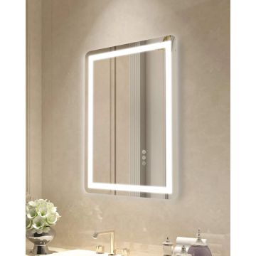 Vannas istabas spogulis ar LED apgaismojumu priekšpusē un aizmugurē, 50x70 cm