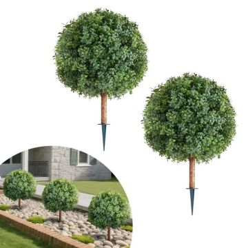 Mākslīgais buksuss ar zemes mietiņiem, 2 gab., 686 mm