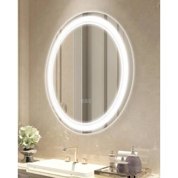 LED vannas istabas spogulis, 60 cm, apaļš, ar pretsvīšanas funkciju, 3 krāsu temperatūras regulēšana
