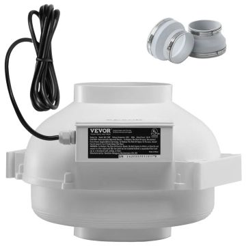 4–4,5 collu radona samazināšanas ventilators, kluss 380 CFM, ūdensizturīgs, iebūvēts ar 2 savienotājiem