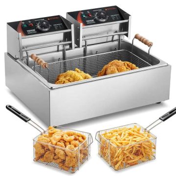 Elektriskā komerciālā fritēšanas ierīce, nerūsējošā tērauda, ​​18 qt, sudrabkrāsas