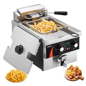 Elektriskā komerciālā fritēšanas ierīce, 1750 W, 9 l, nerūsējošā tērauda, ​​sudraba krāsā