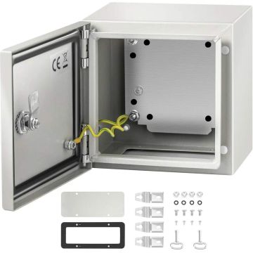 NEMA 4X tērauda elektrības kārba, 20x20x15 cm, IP66 ūdensizturīga un putekļu necaurlaidīga