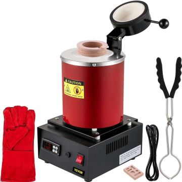 Digitālā elektriskā zelta kausēšanas krāsns, 1350 W, 1150 ℃, 3 kg keramikas tīģelis