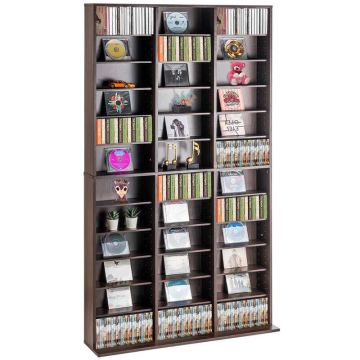 Регулируемый шкаф для хранения медиафайлов, вмещает до 1080 CD/DVD, цвет эспрессо.