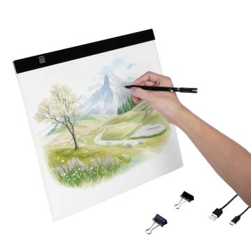 B4 LED gaismas kaste zīmēšanai un skicēšanai, USB, melna